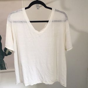 GAP V Neck White linen Tee